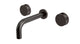 Foundry Two Handle Wall Mount 7.5" Lavatory Faucet with Barrel Knob Handles in Antique Bronze