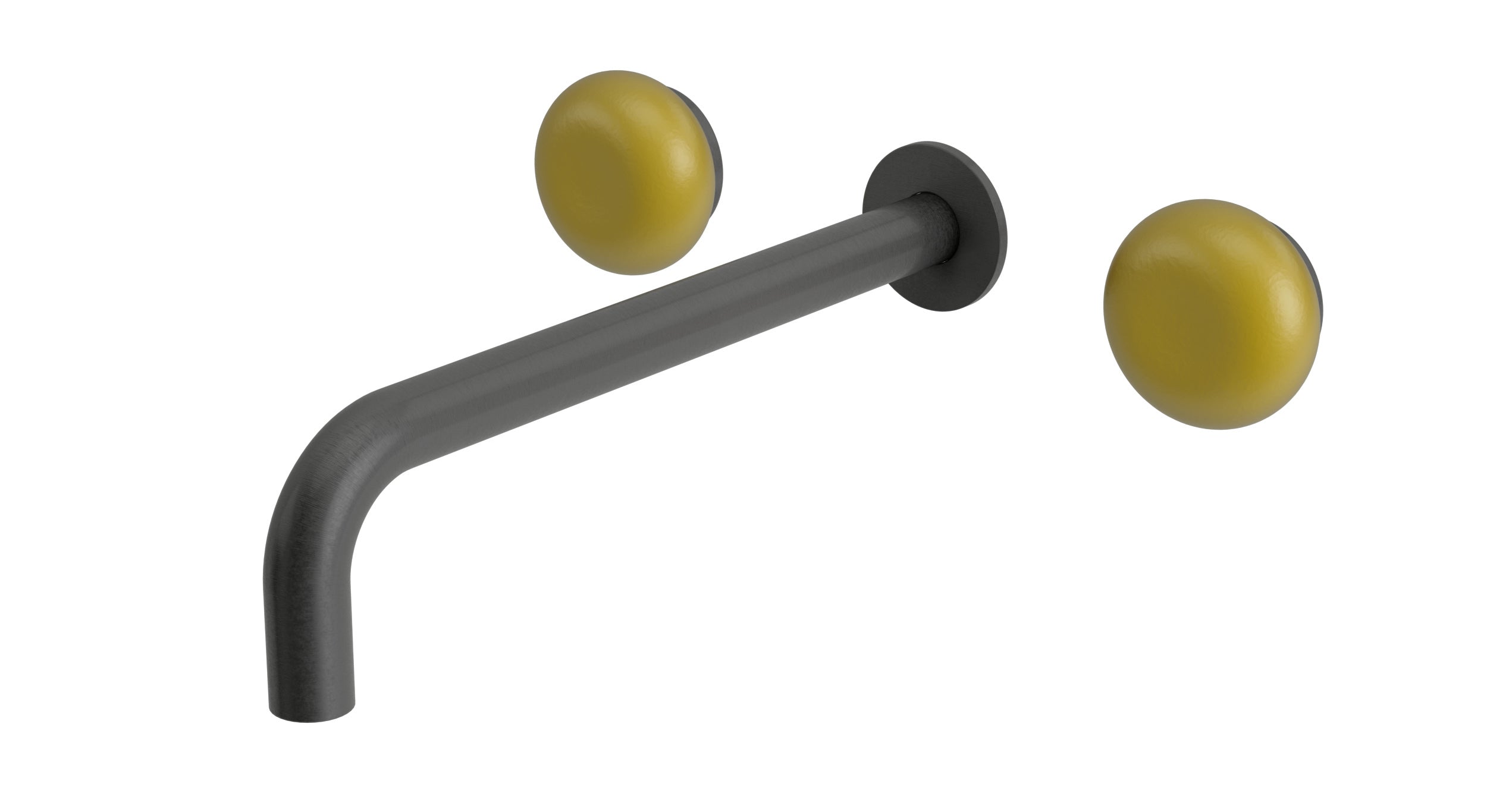 Foundry Two Handle Wall Mount 10" Lavatory Faucet with Pebble Ceramic Knob Handles in Blackened Nickel