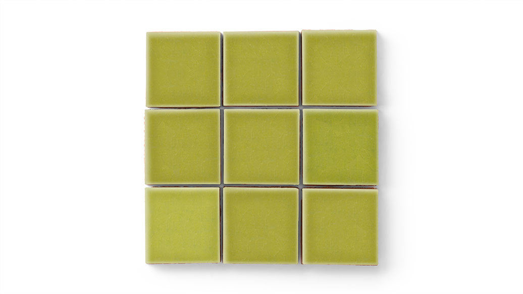 3x3 Straight Set Sheeted Original Ceramic Mosaic Tile in Palm Tree Gloss