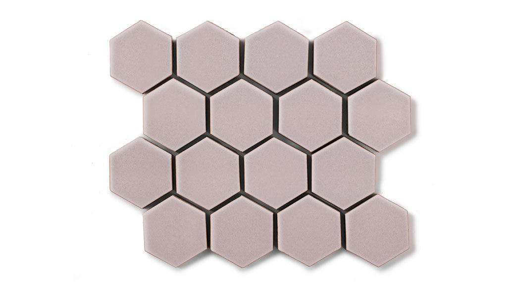 2" Hexagon Sheeted Original Ceramic Mosaic Tile in Painted Sky Gloss