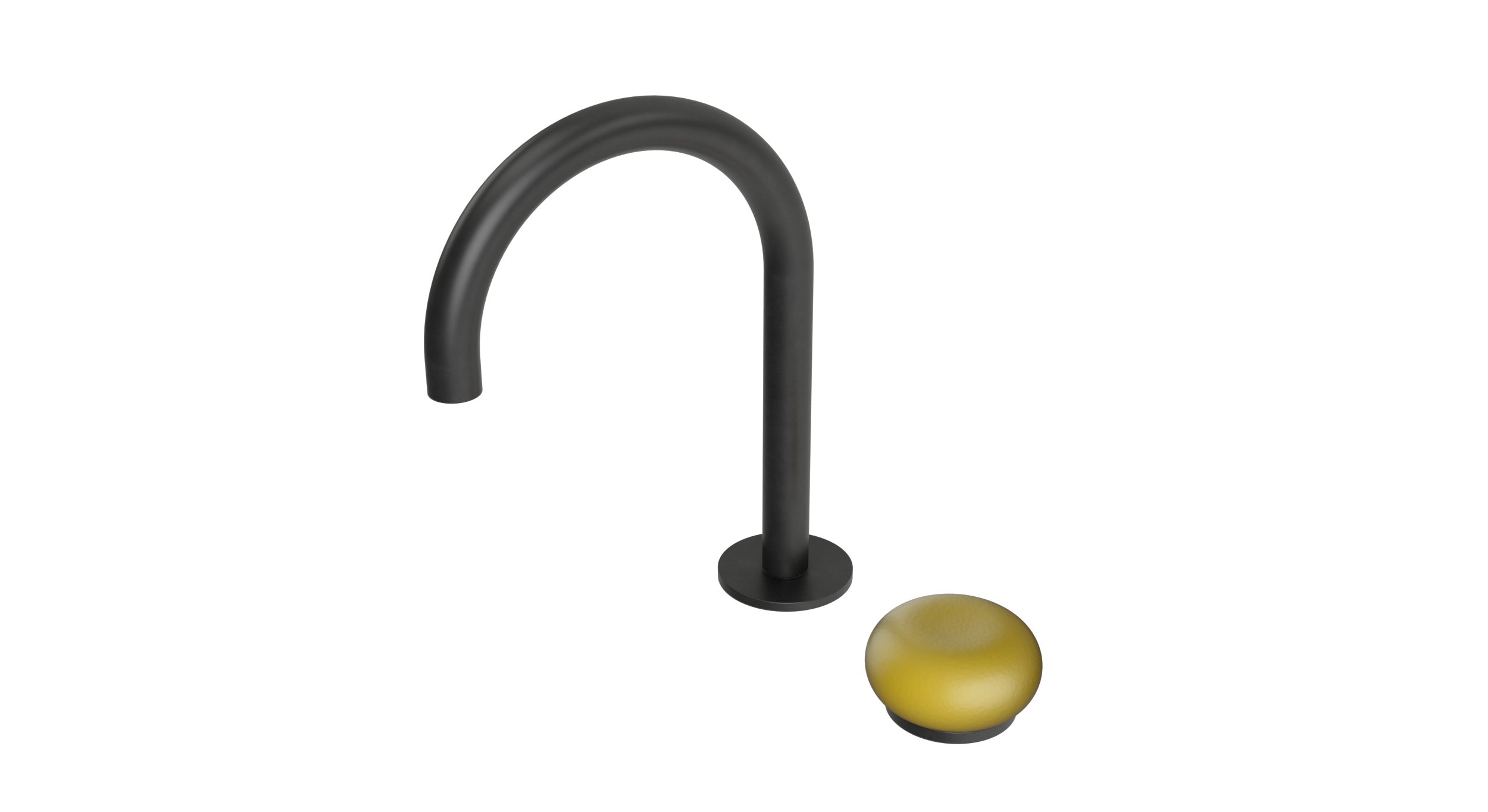 Foundry One Handle Deck Mount Gooseneck Lavatory Faucet with Pebble Ceramic Knob Handle in Oil Rubbed Bronze