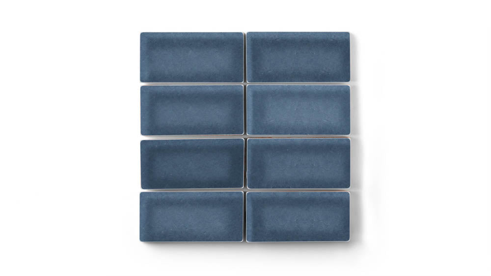 2x4 Straight Set Sheeted Original Ceramic Mosaic Tile in Slate Blue Gloss