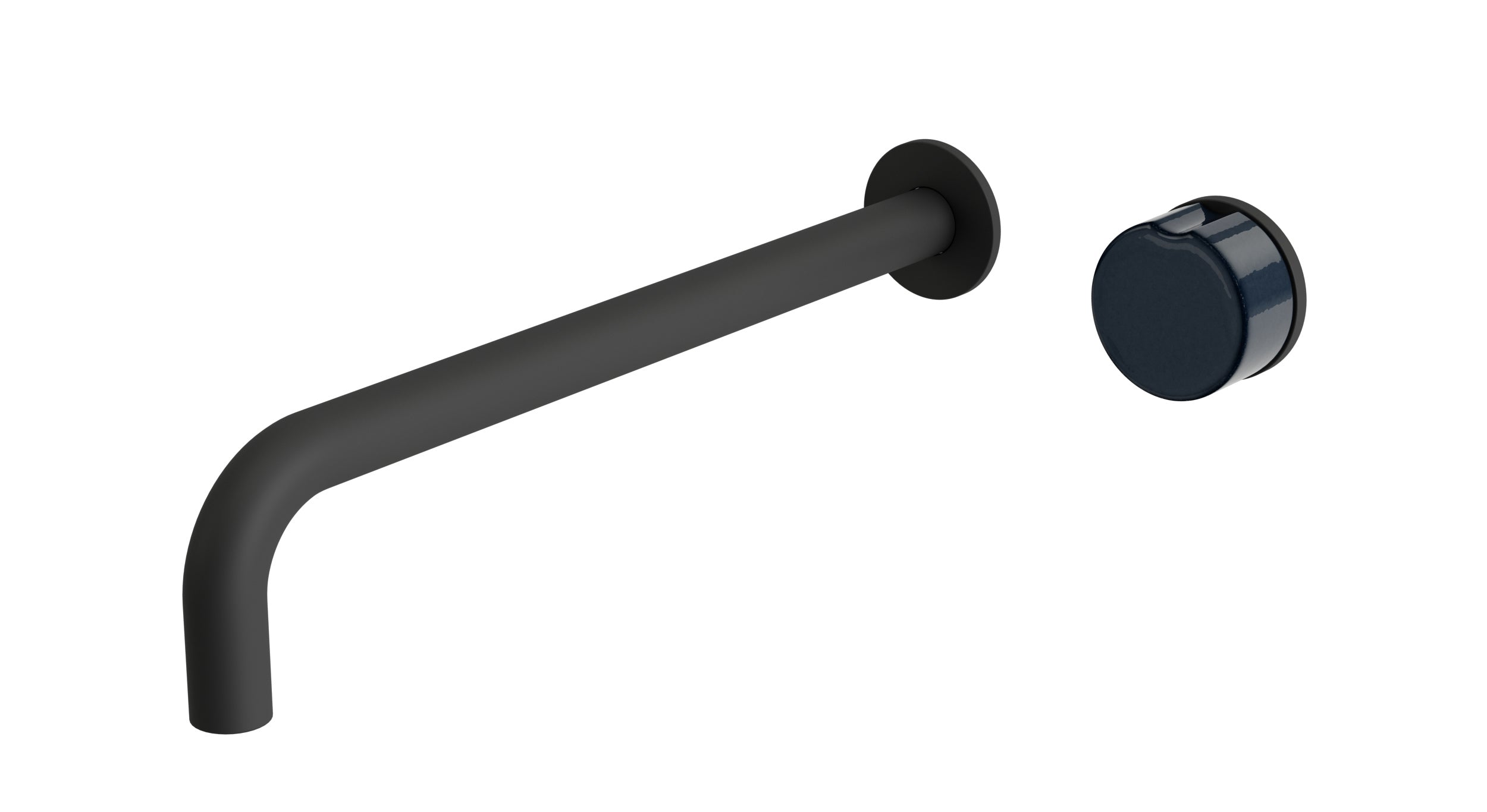 Foundry One Handle Wall Mount 12" Lavatory Faucet with Pebble Ceramic Knob Handle in Matte Black