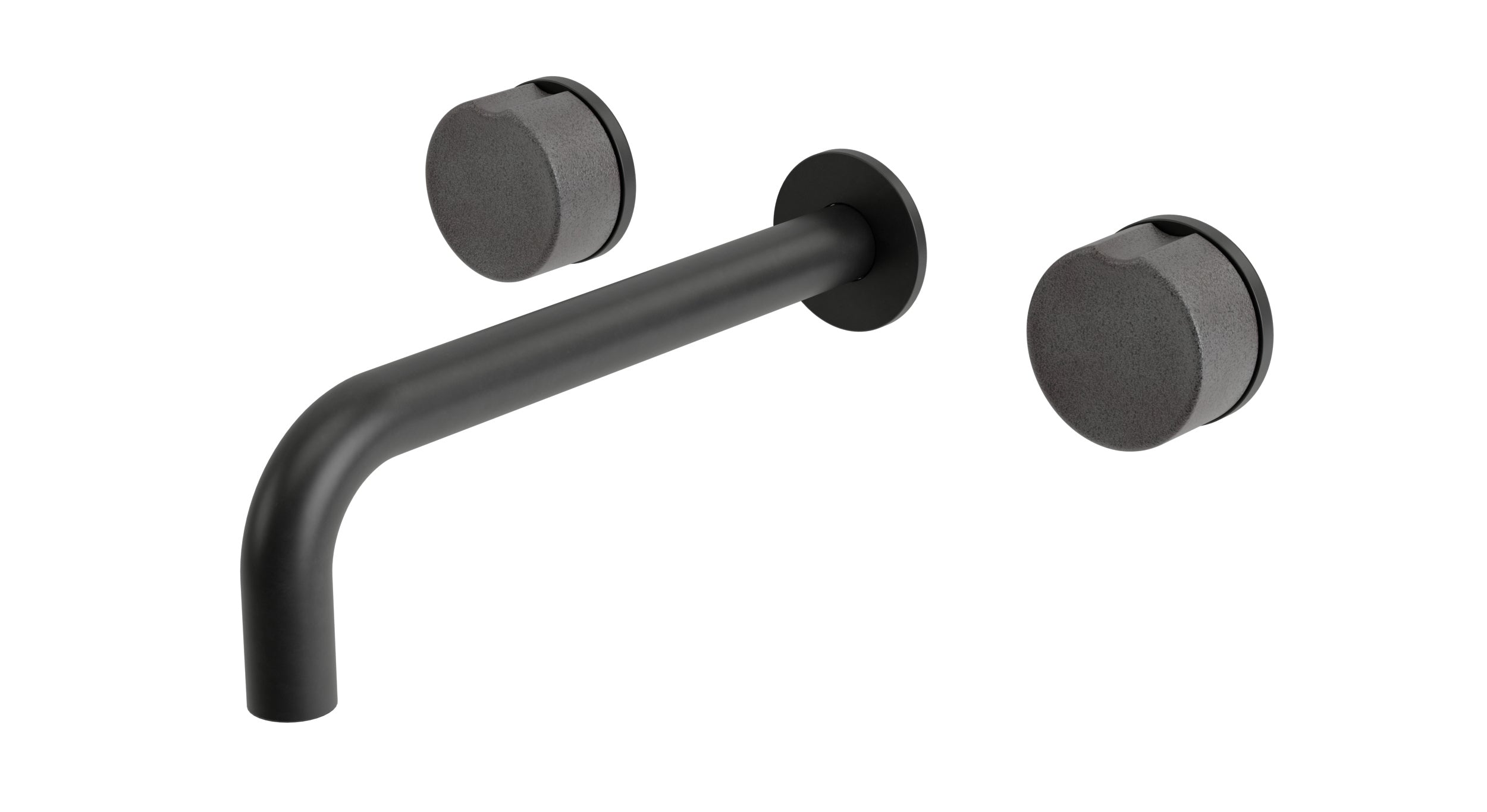 Foundry Two Handle Wall Mount 7.5" Lavatory Faucet with Groove Ceramic Knob Handles in Oil Rubbed Bronze