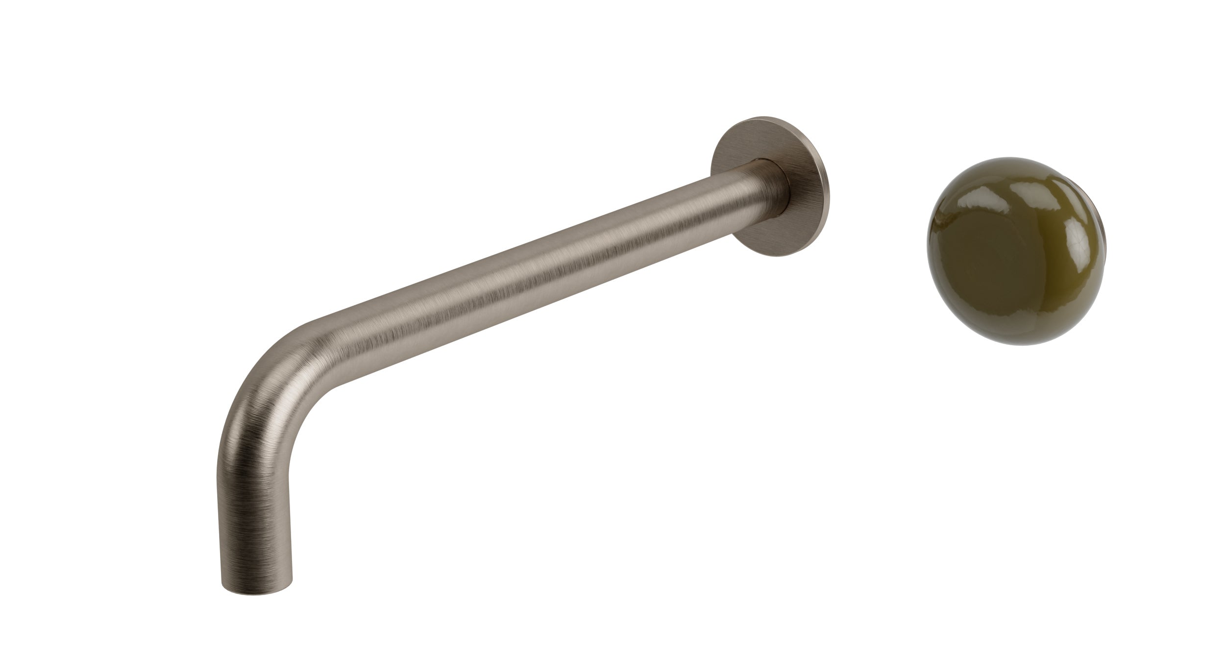 Foundry One Handle Wall Mount 10" Lavatory Faucet with Pebble Ceramic Knob Handle in Antique Nickel