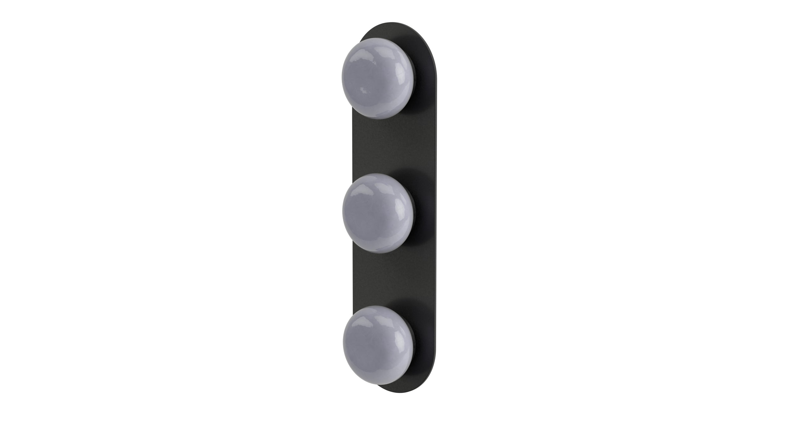 Foundry Three Handle Wall Mount Shower Trim with Pebble Ceramic Knob Handles in Blackened Nickel
