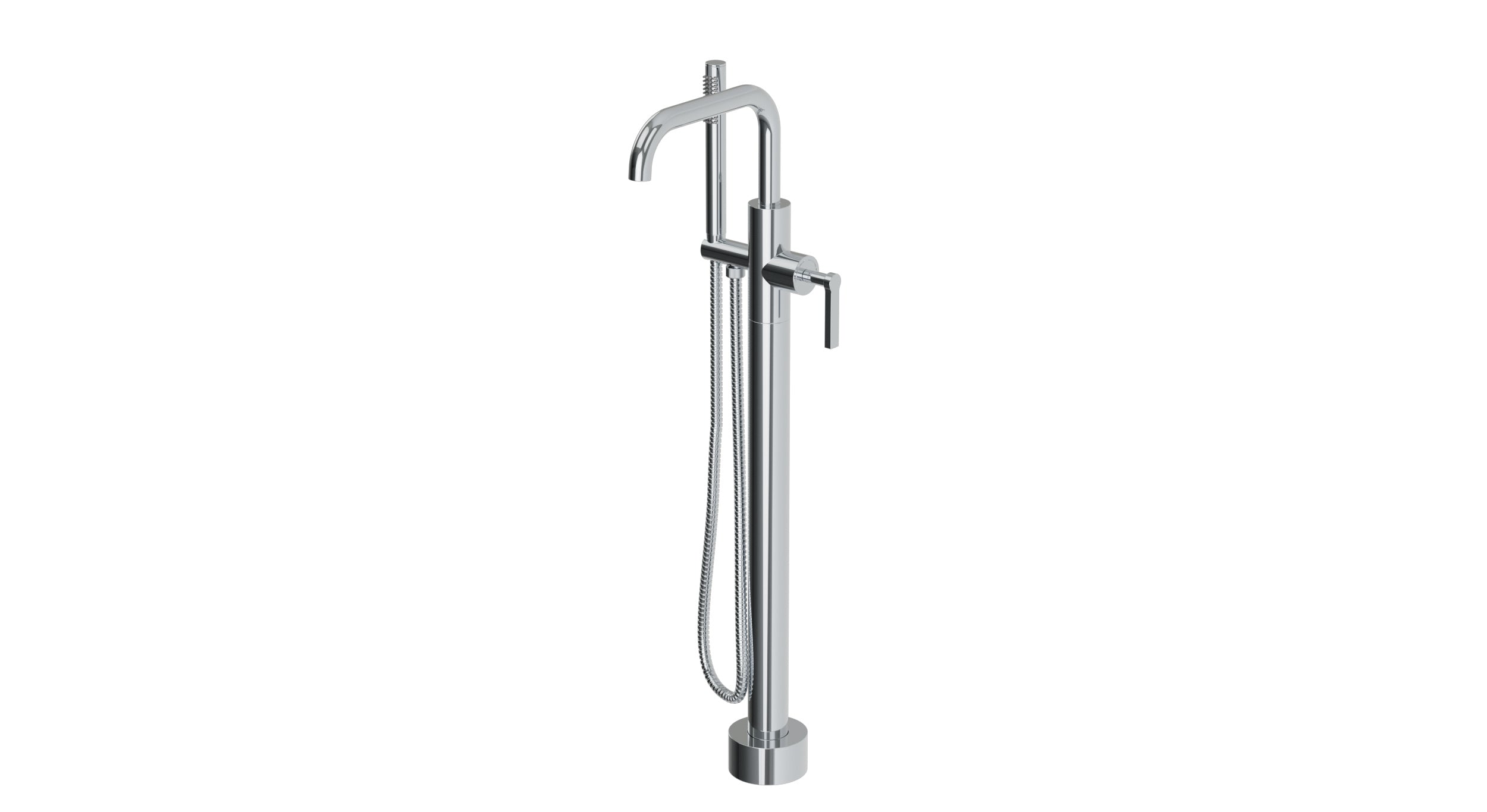 Flatiron One Handle Floor Mount Squaretop Bath Trim with Hand Shower and Linear Lever Handle