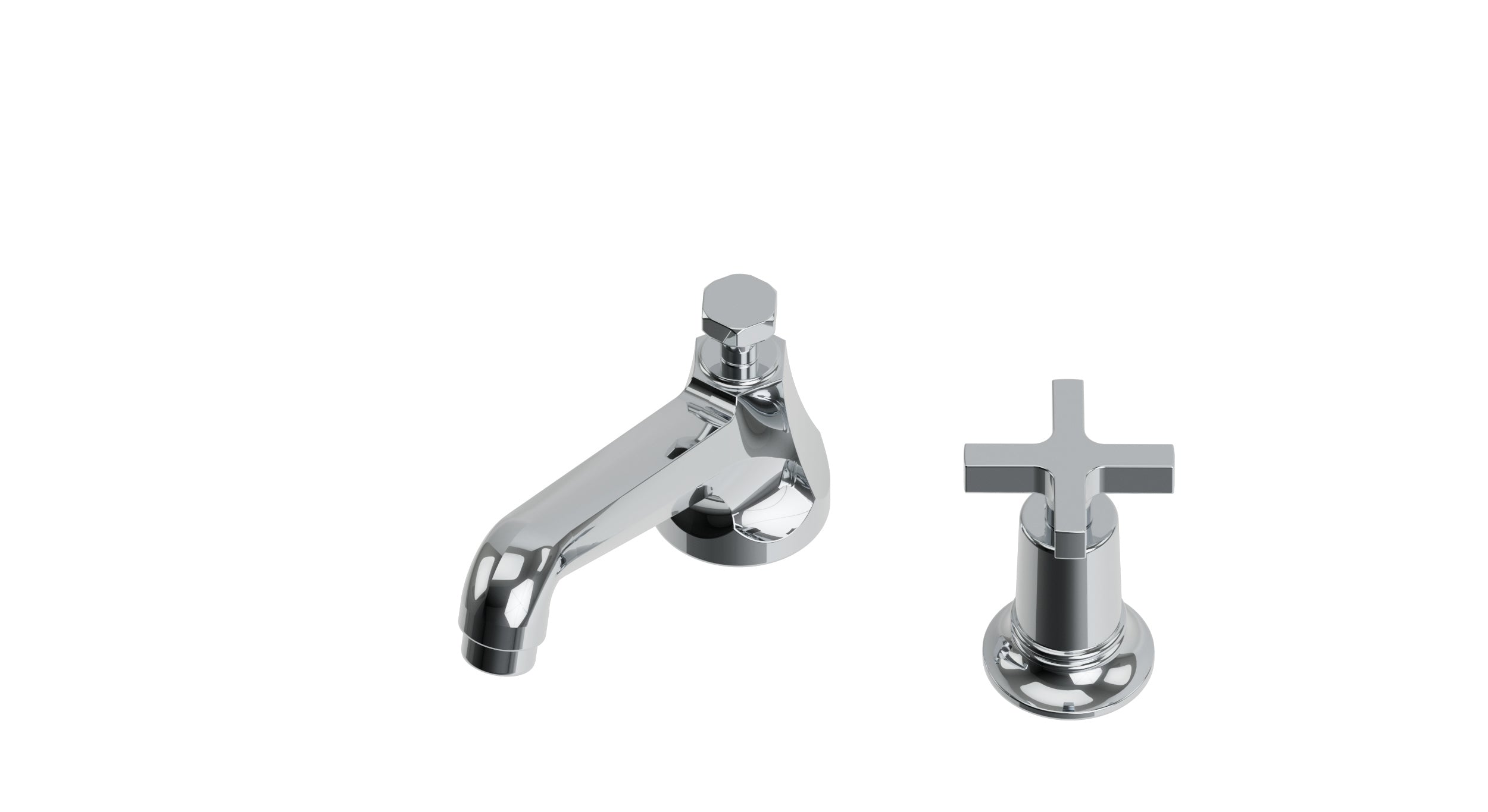 Emerson One Handle Deck Mount Low Hexagon Lavatory Faucet with Classic Cross Handle