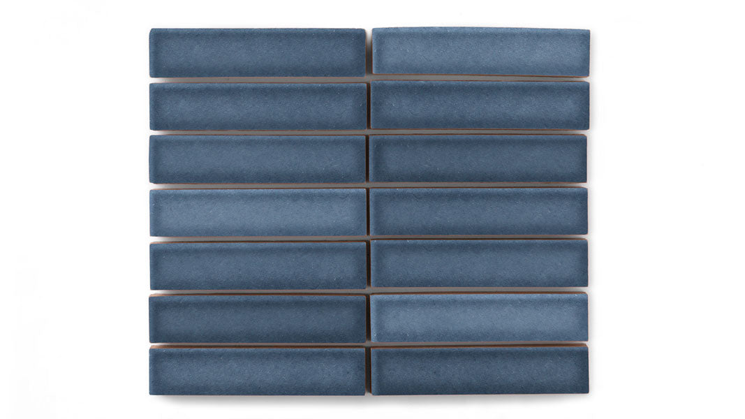 1x4 Straight Set Sheeted Original Ceramic Mosaic Tile in Slate Blue Gloss
