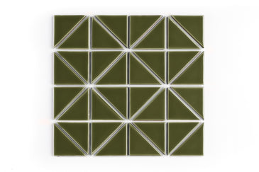 3" Triangle Sheeted - Quadrant Original Ceramic Mosaic Tile in Bonsai Gloss