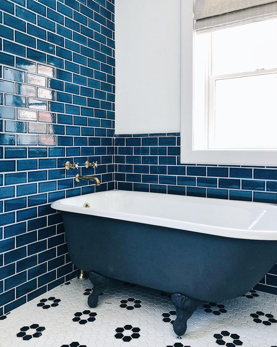 3x6 Original Ceramic Tile in Navy Blue Gloss