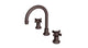 Emerson Two Handle Deck Mount Gooseneck Lavatory Faucet with Defined Cross Handles in Architectural Copper