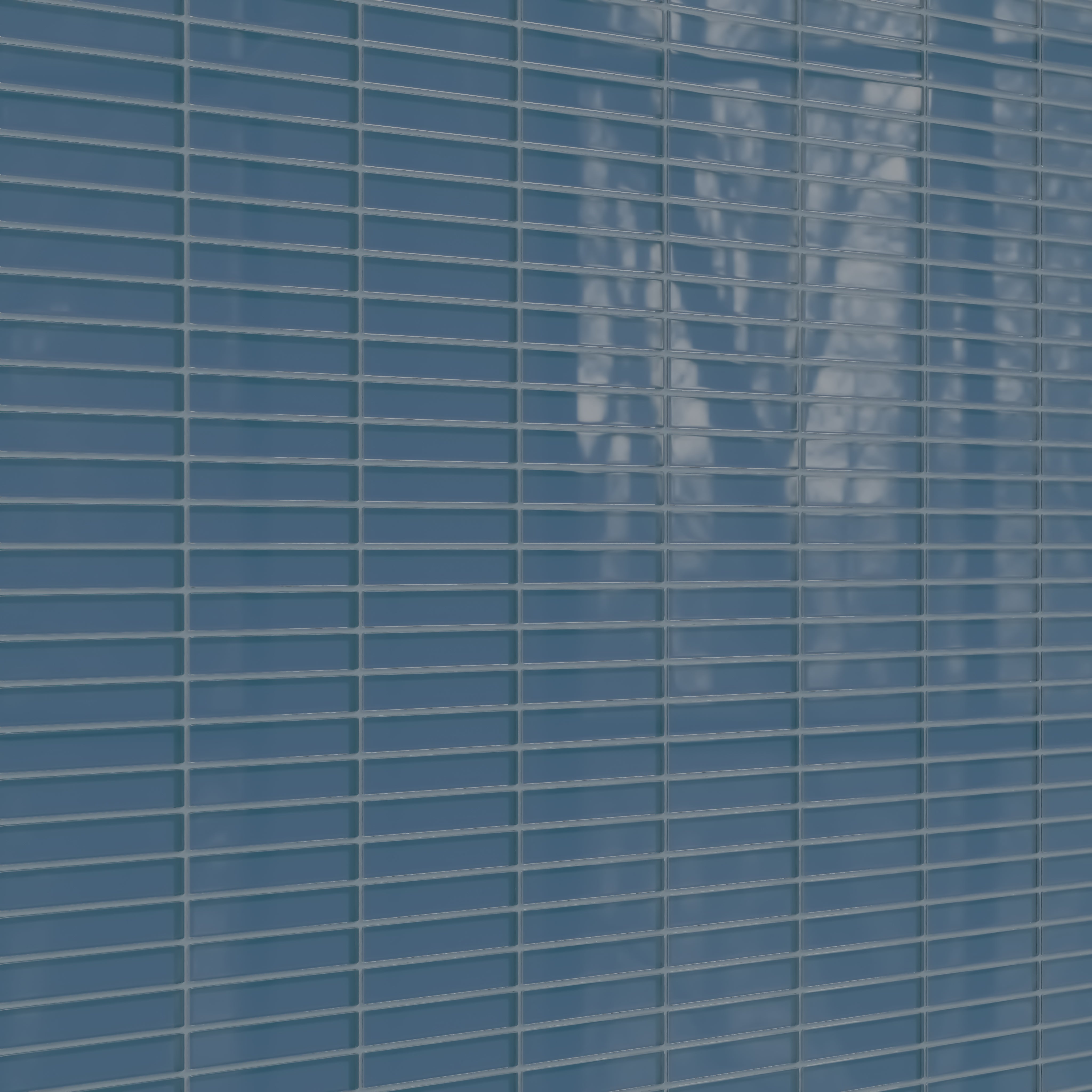 1x6 Straight Set Sheeted Glass Mosaic Tile in Blue Jay Gloss