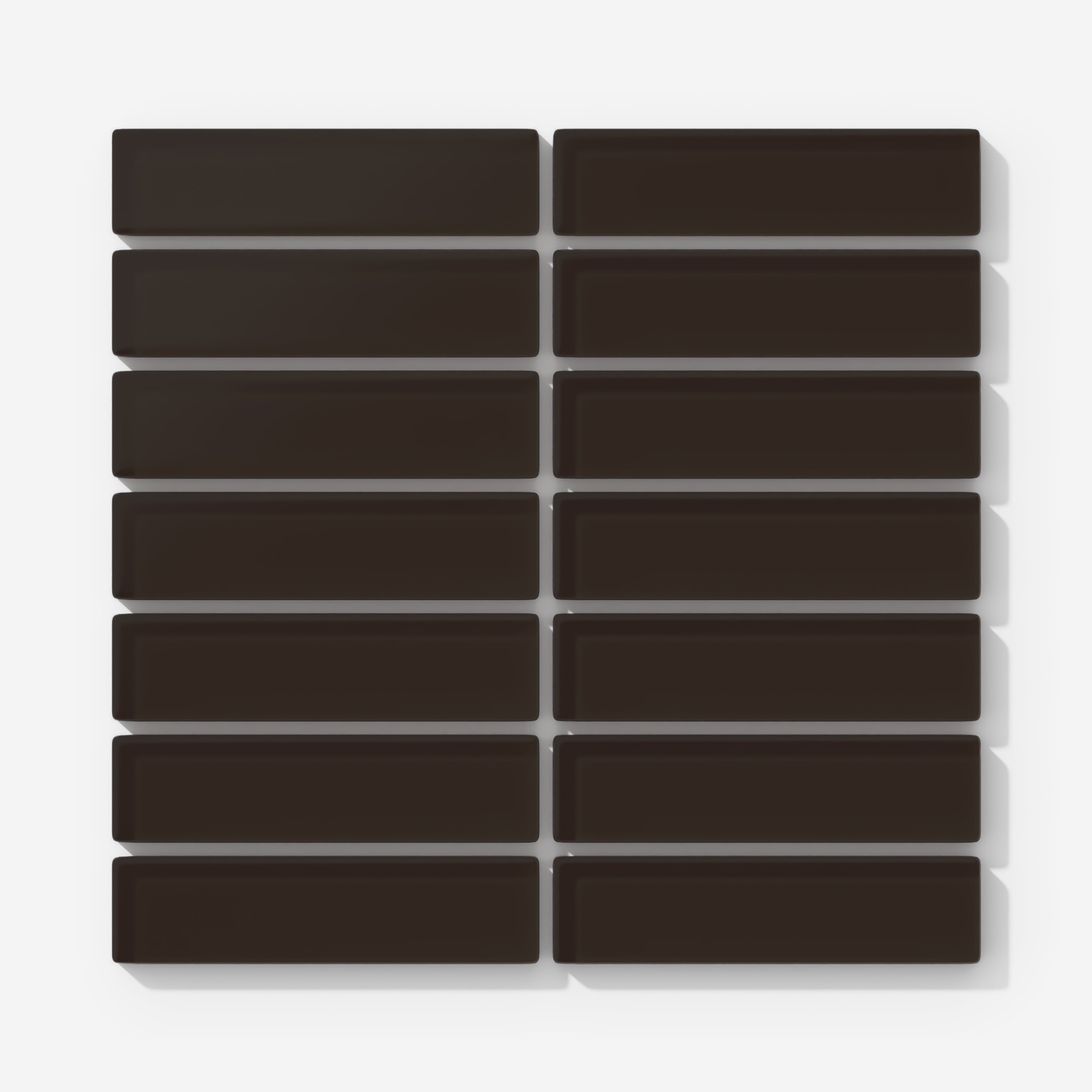 1x4 Straight Set Sheeted Glass Mosaic Tile in Nighthawk Matte