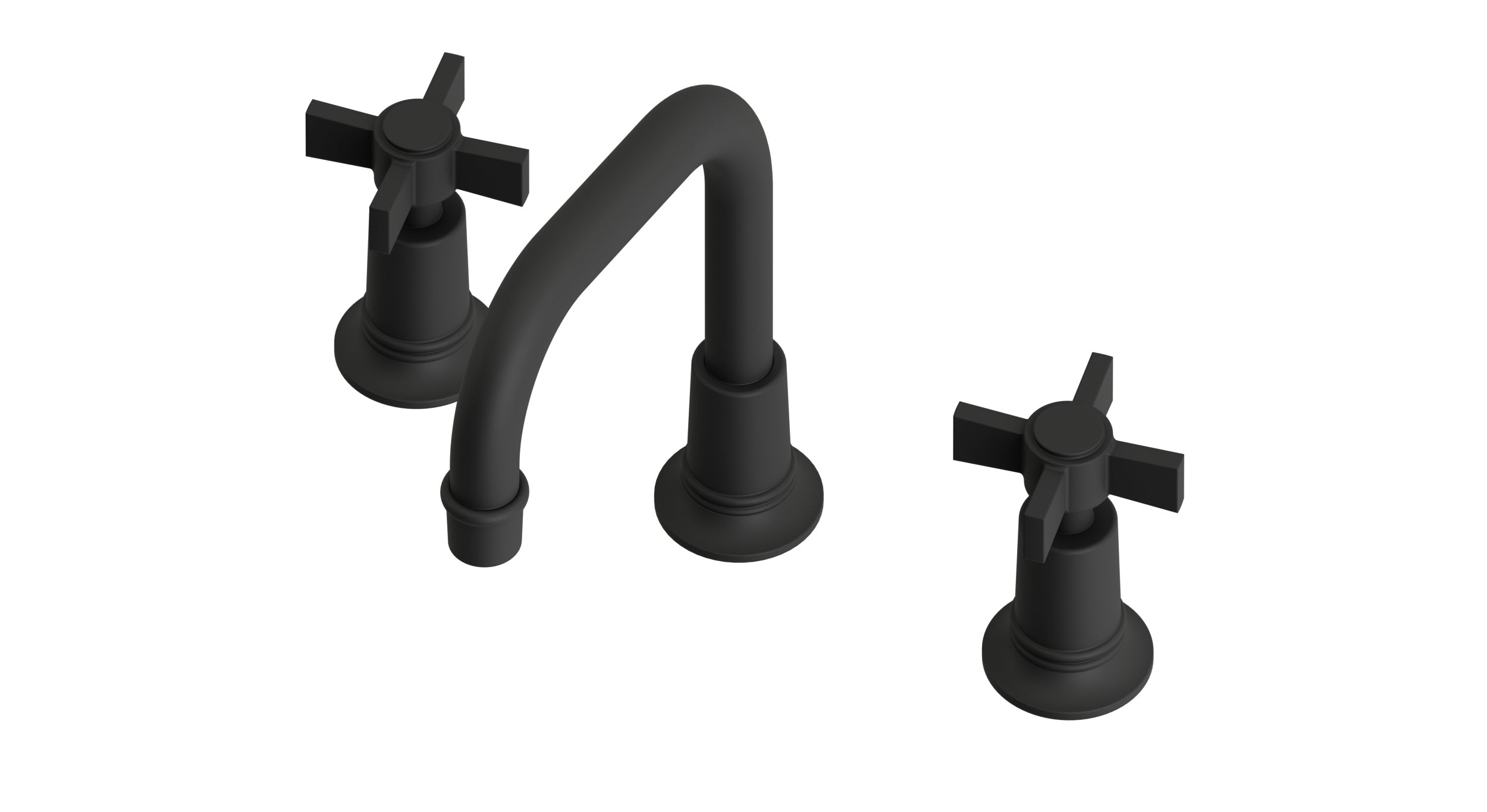 Emerson Two Handle Deck Mount Squaretop Lavatory Faucet with Defined Cross Handles in Matte Black