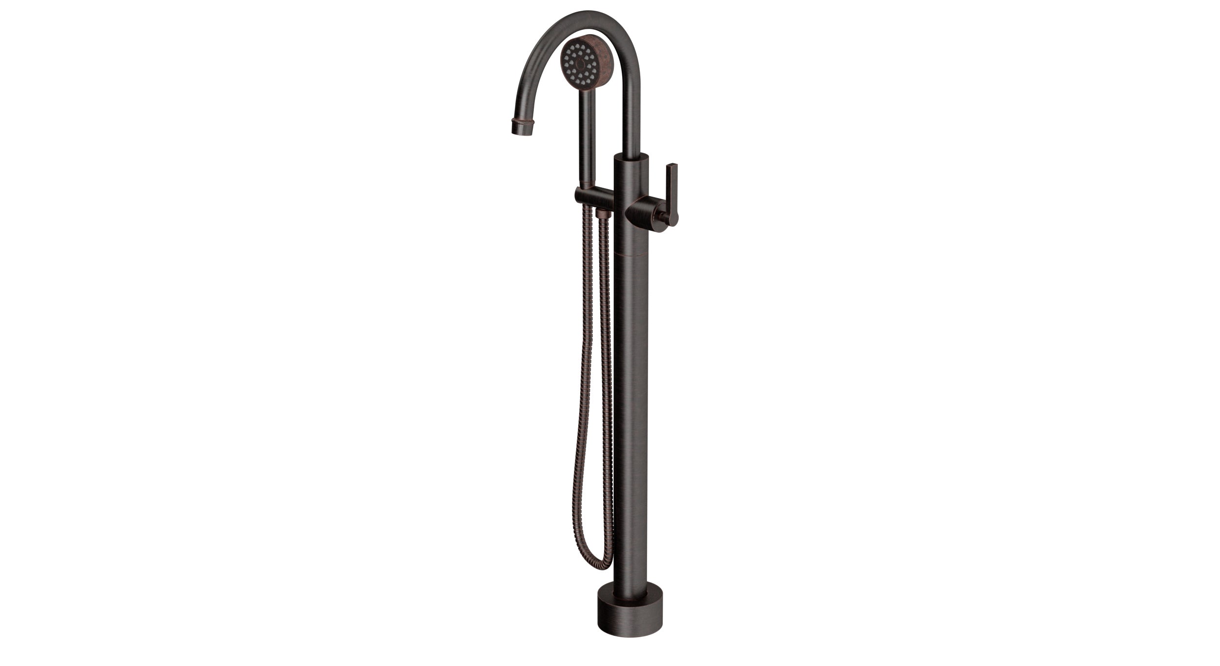 Emerson One Handle Floor Mount Gooseneck Bath Trim with Hand Shower and Classic Lever Handle in Antique Bronze