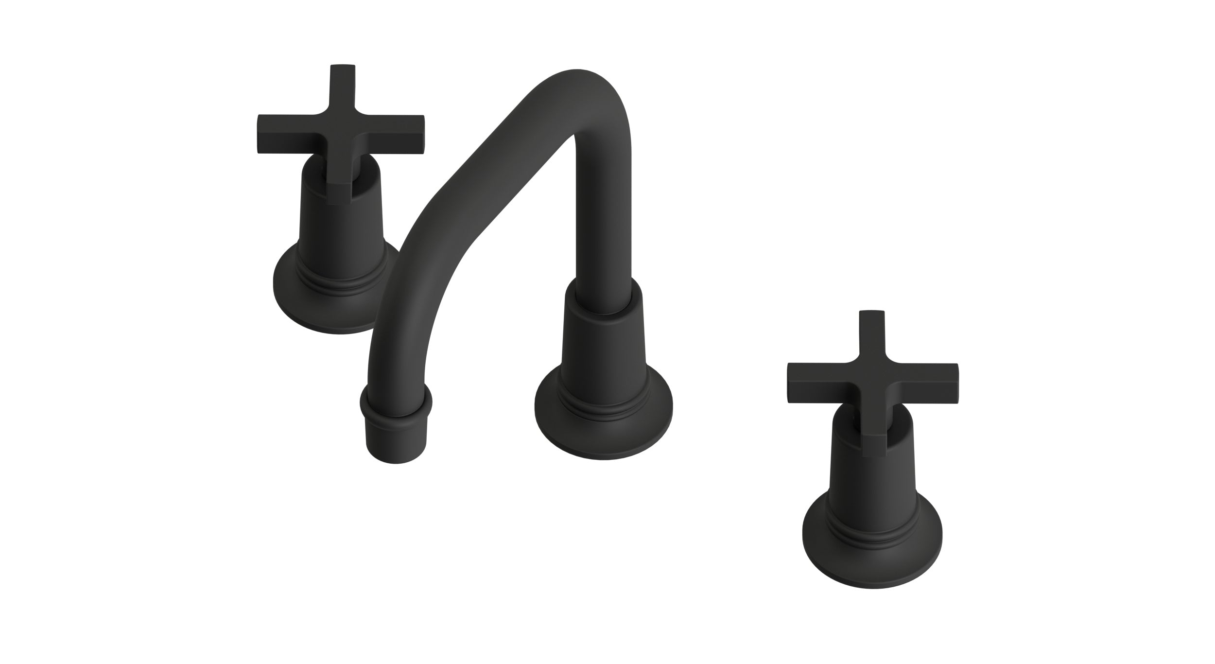 Emerson Two Handle Deck Mount Squaretop Lavatory Faucet with Classic Cross Handles in Matte Black
