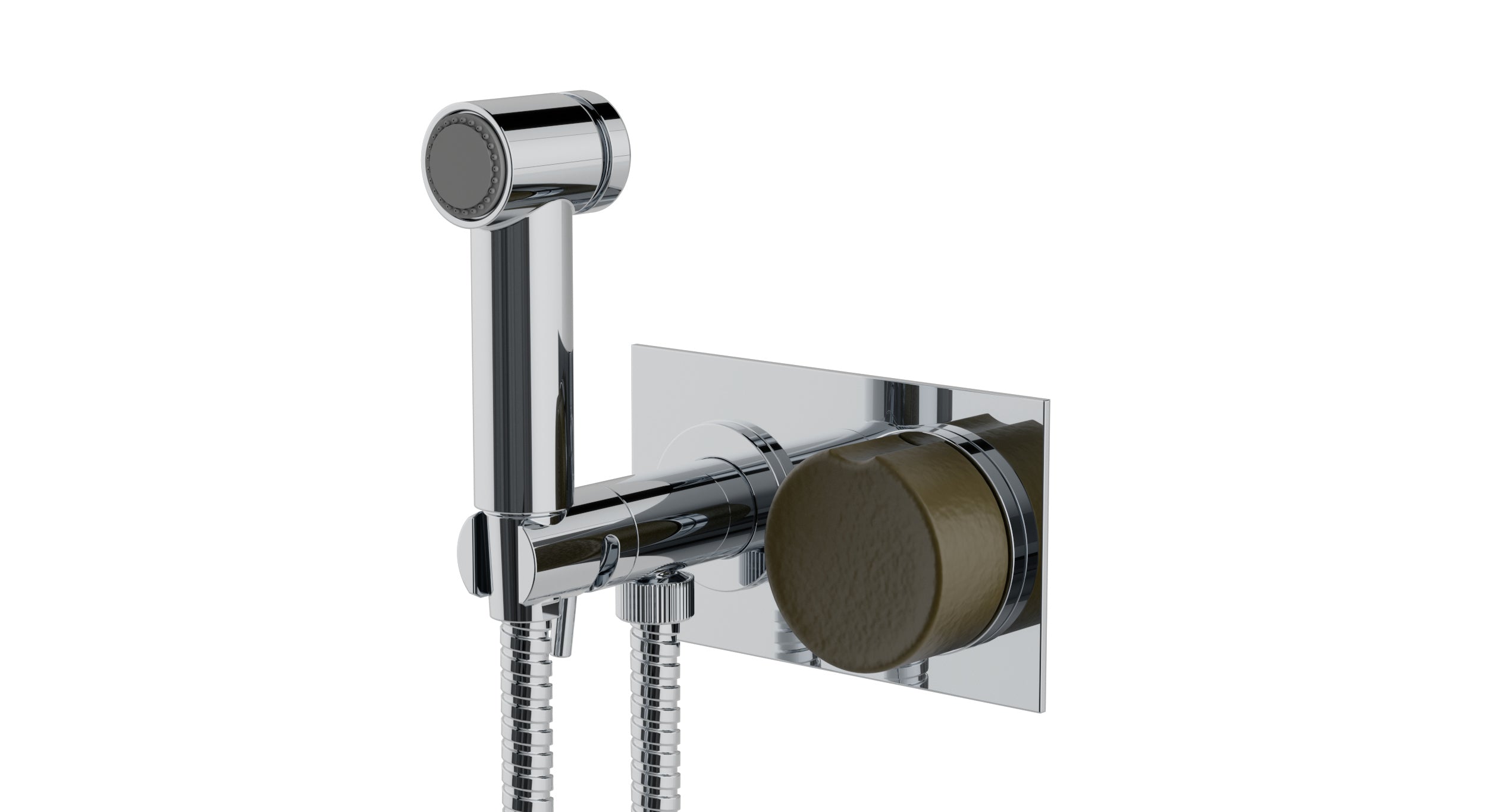Foundry One Handle Wall Mount Bidet Trim with Groove Ceramic Knob Handle in Polished Chrome