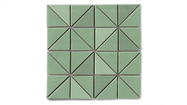 3" Triangle Sheeted - Quadrant Original Ceramic Mosaic Tile in Sea Green Matte