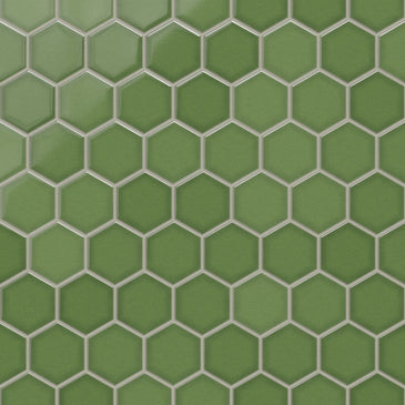 4" Hexagon Original Ceramic Tile in Kelp Gloss