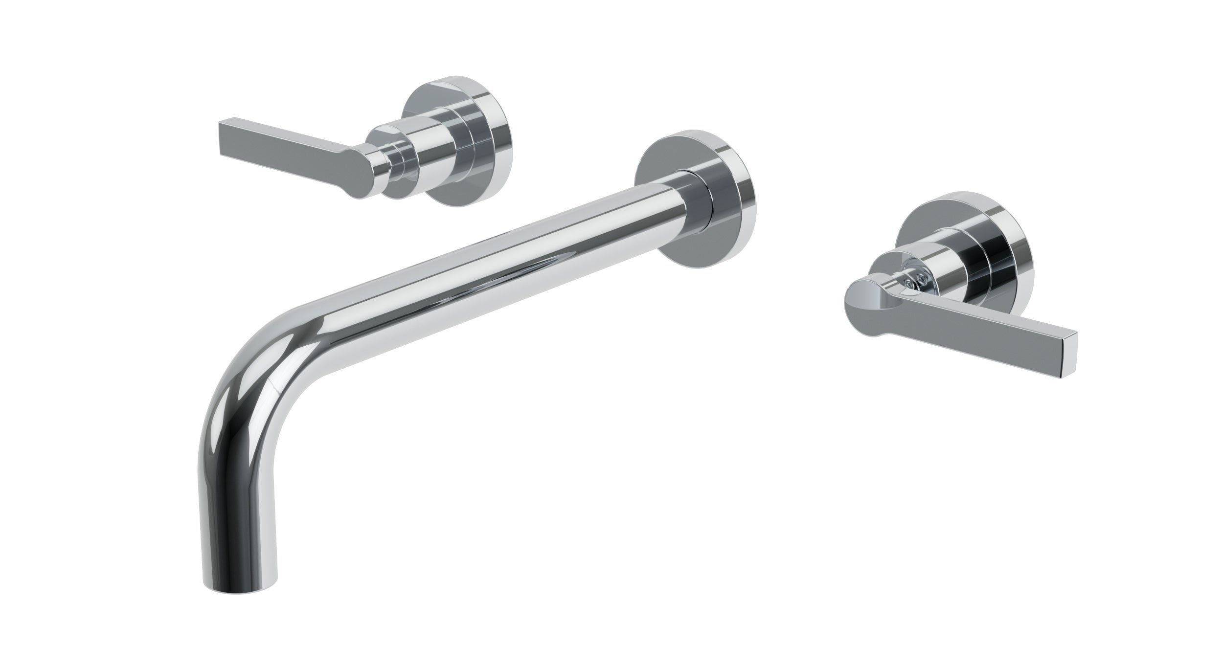 Flatiron Two Handle Wall Mount 10" Lavatory Faucet with Linear Lever Handles in Polished Chrome