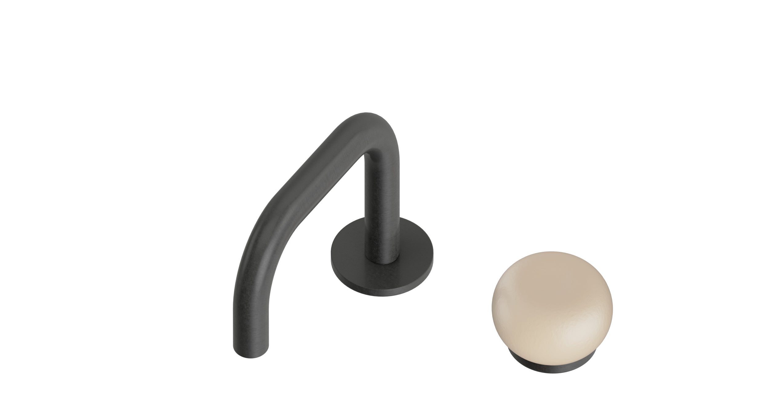 Foundry One Handle Deck Mount Squaretop Lavatory Faucet with Pebble Ceramic Knob Handle in Blackened Nickel