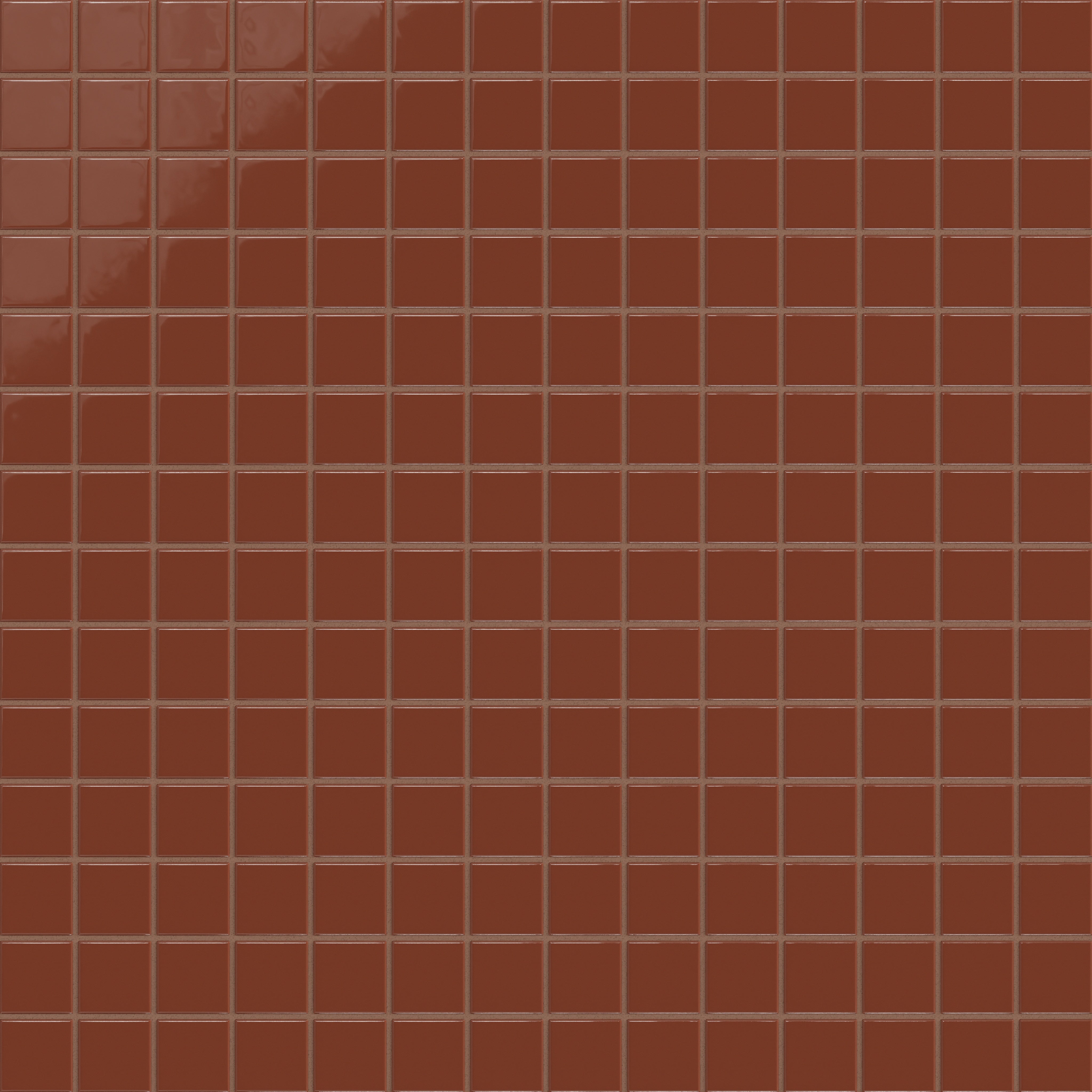 2x2 Straight Set Sheeted Natural Press Ceramic Mosaic Tile in Red Iron Oxide Gloss