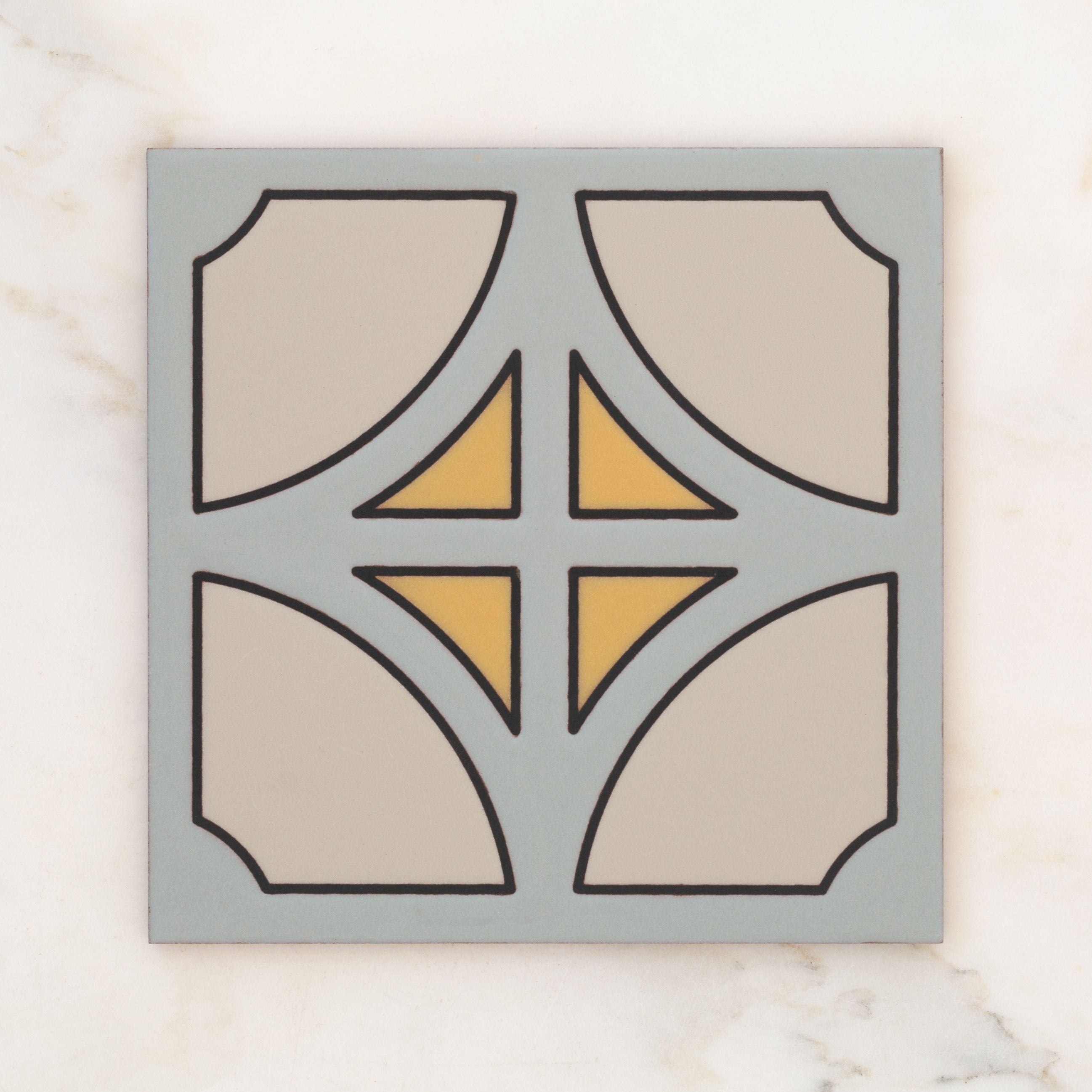 8x8 Handpainted Tile Denver in Yellow Motif