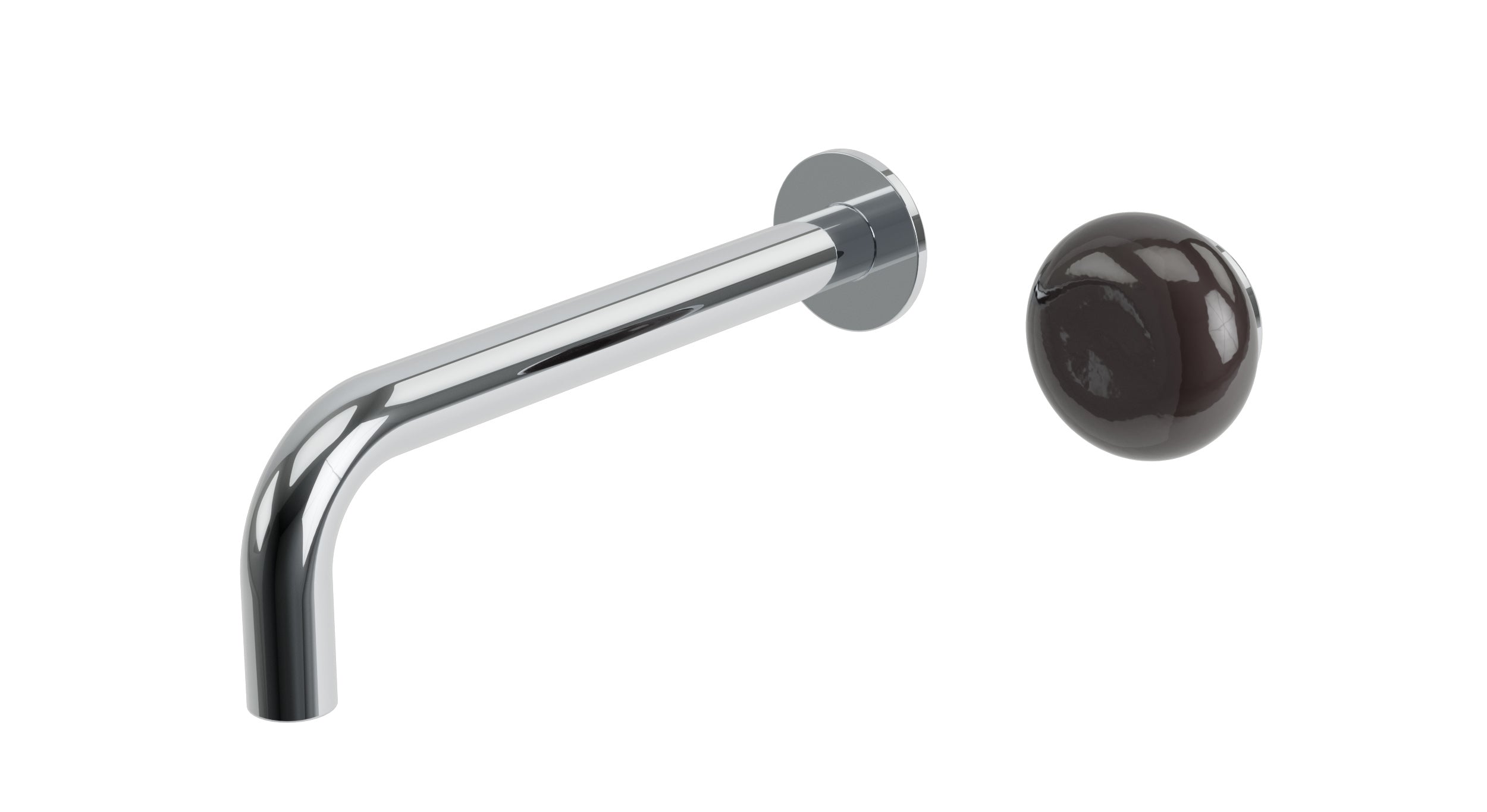 Foundry One Handle Wall Mount 7.5" Lavatory Faucet with Pebble Ceramic Knob Handle in Polished Chrome