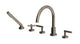 Contour Three Handle Deck Mount Gooseneck Bath Trim with Hand Shower and Soft Cross/Soft Lever Handles in Antique Nickel