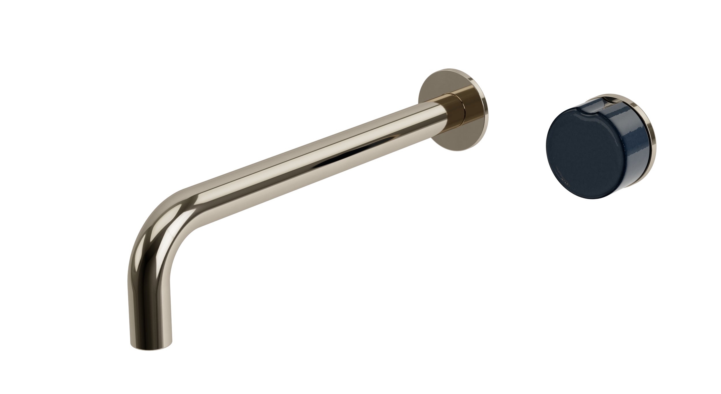 Foundry One Handle Wall Mount 10" Lavatory Faucet with Groove Ceramic Knob Handle in Polished Nickel