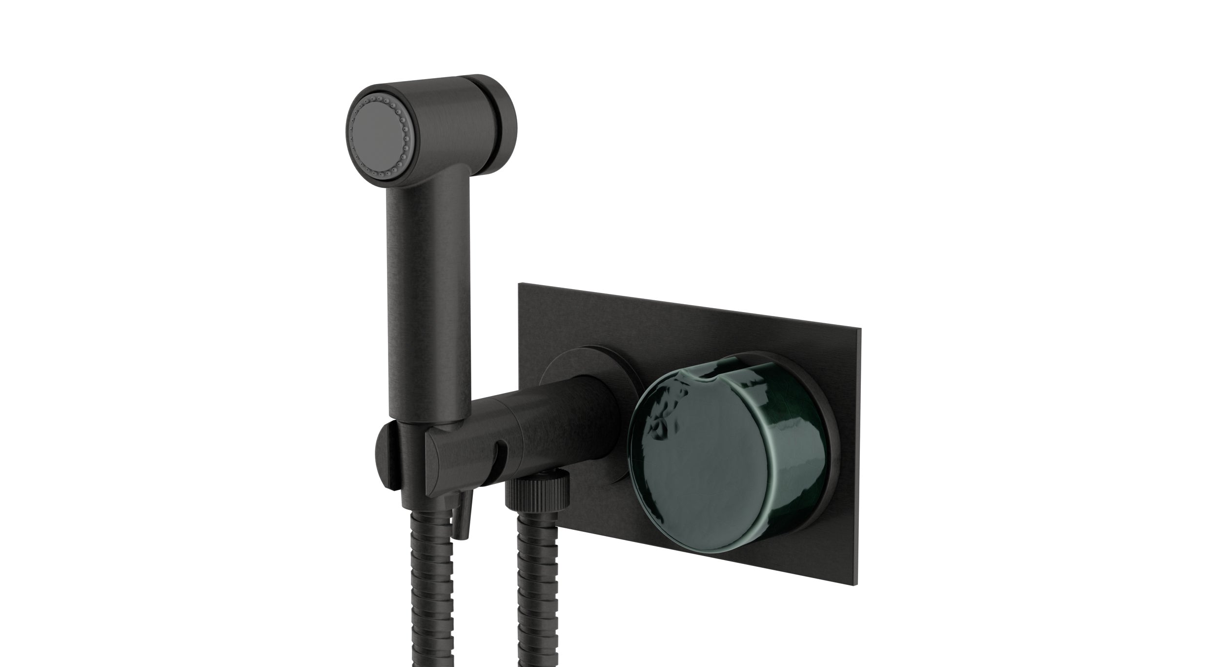 Foundry One Handle Wall Mount Bidet Trim with Groove Ceramic Knob Handle in Blackened Nickel