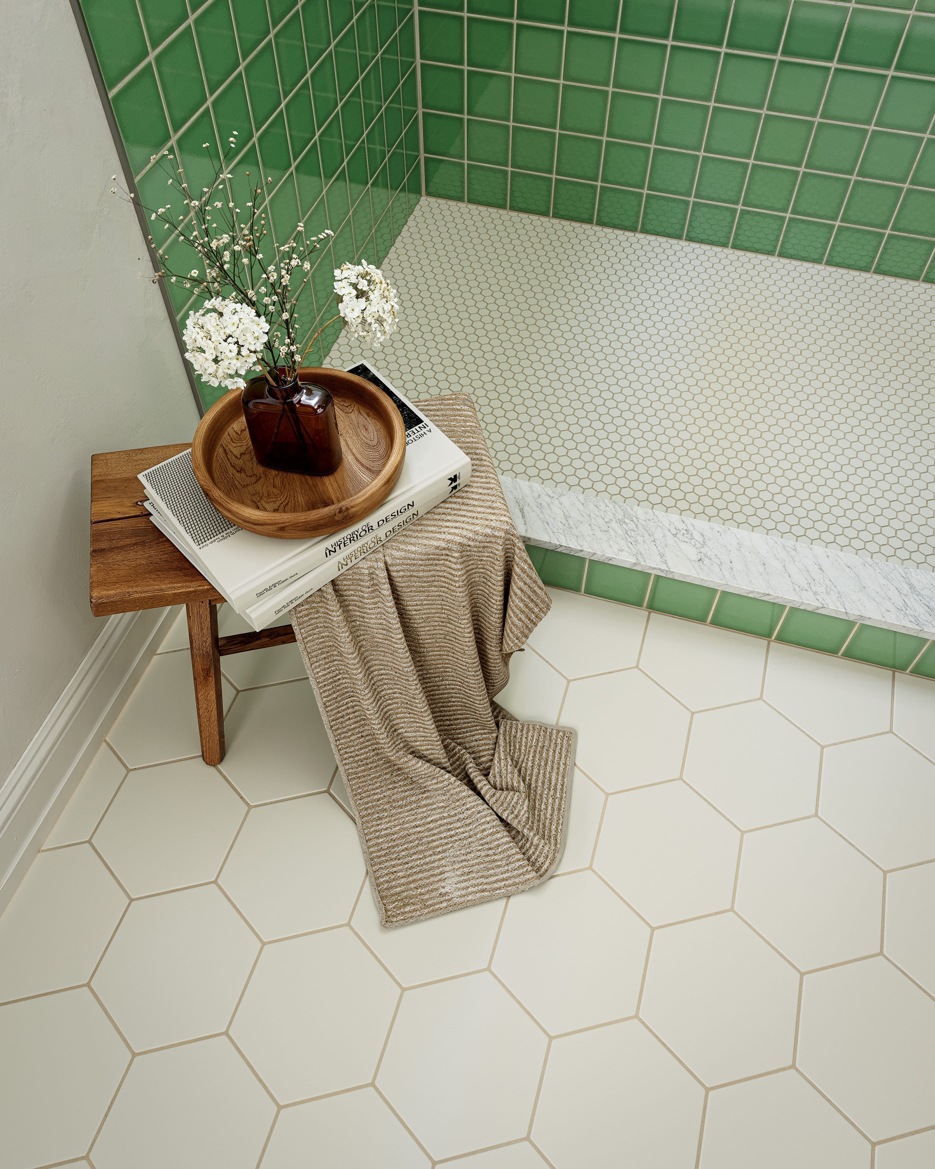 1" Hexagon Sheeted Original Ceramic Mosaic Tile in Frost Matte