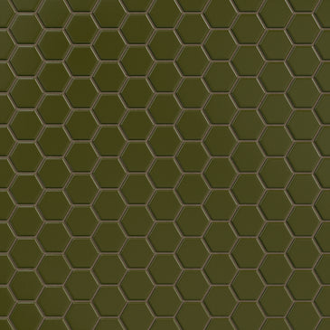 1" Hexagon Sheeted Original Ceramic Mosaic Tile in Bonsai Gloss