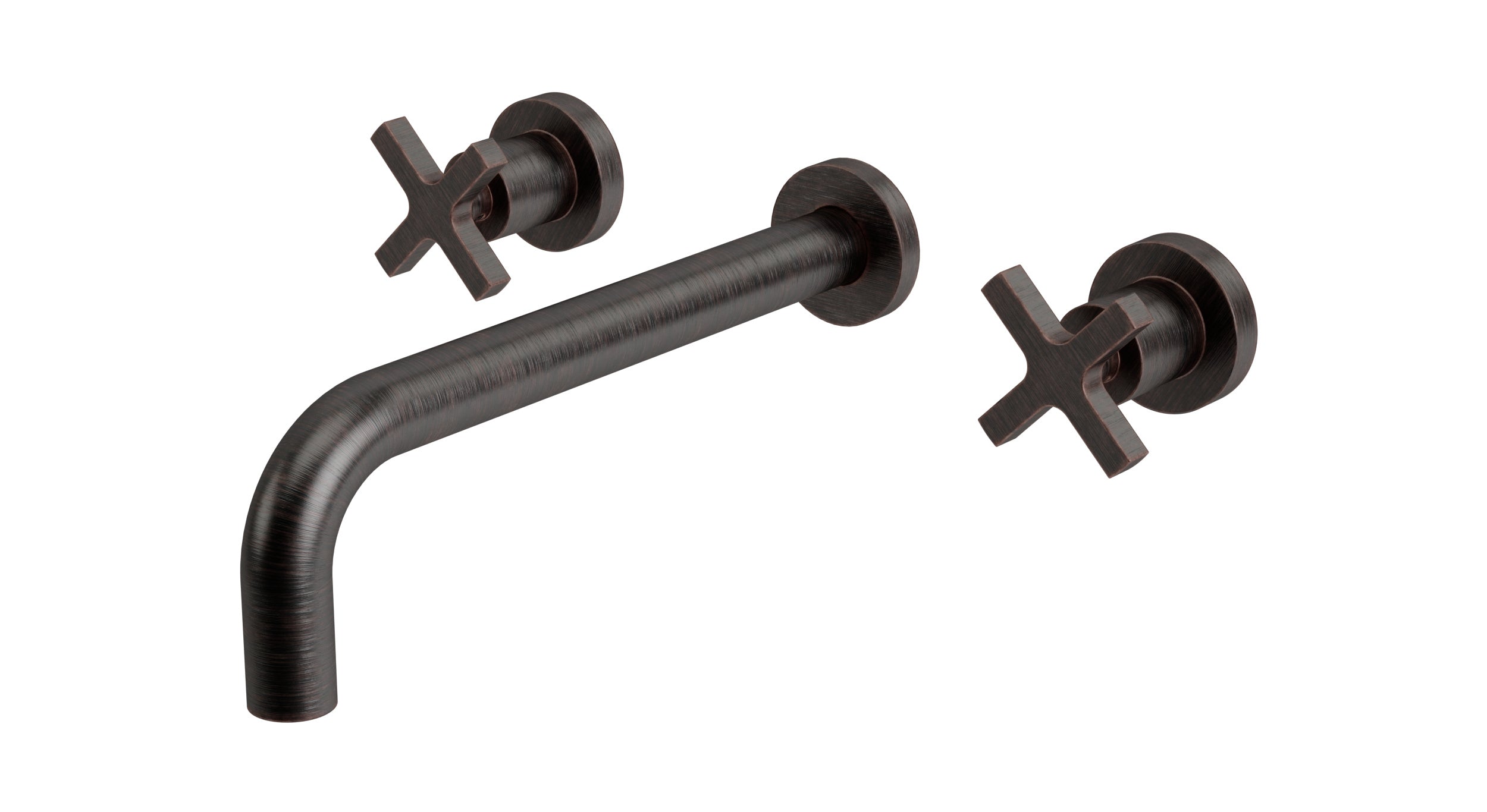 Flatiron Two Handle Wall Mount 10" Lavatory Faucet with Linear Cross Handles in Antique Bronze