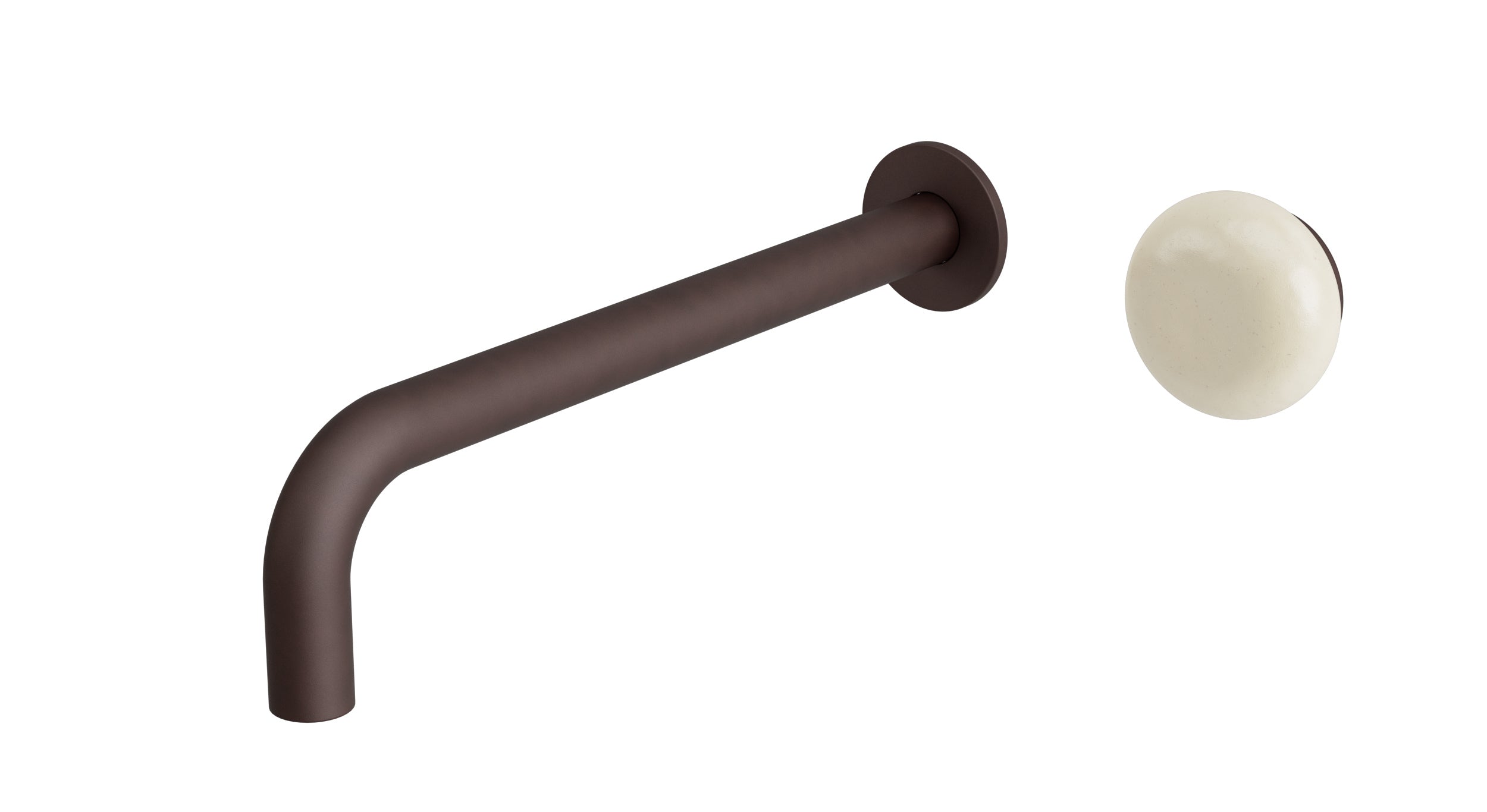 Foundry One Handle Wall Mount 10" Lavatory Faucet with Pebble Ceramic Knob Handle in Architectural Copper