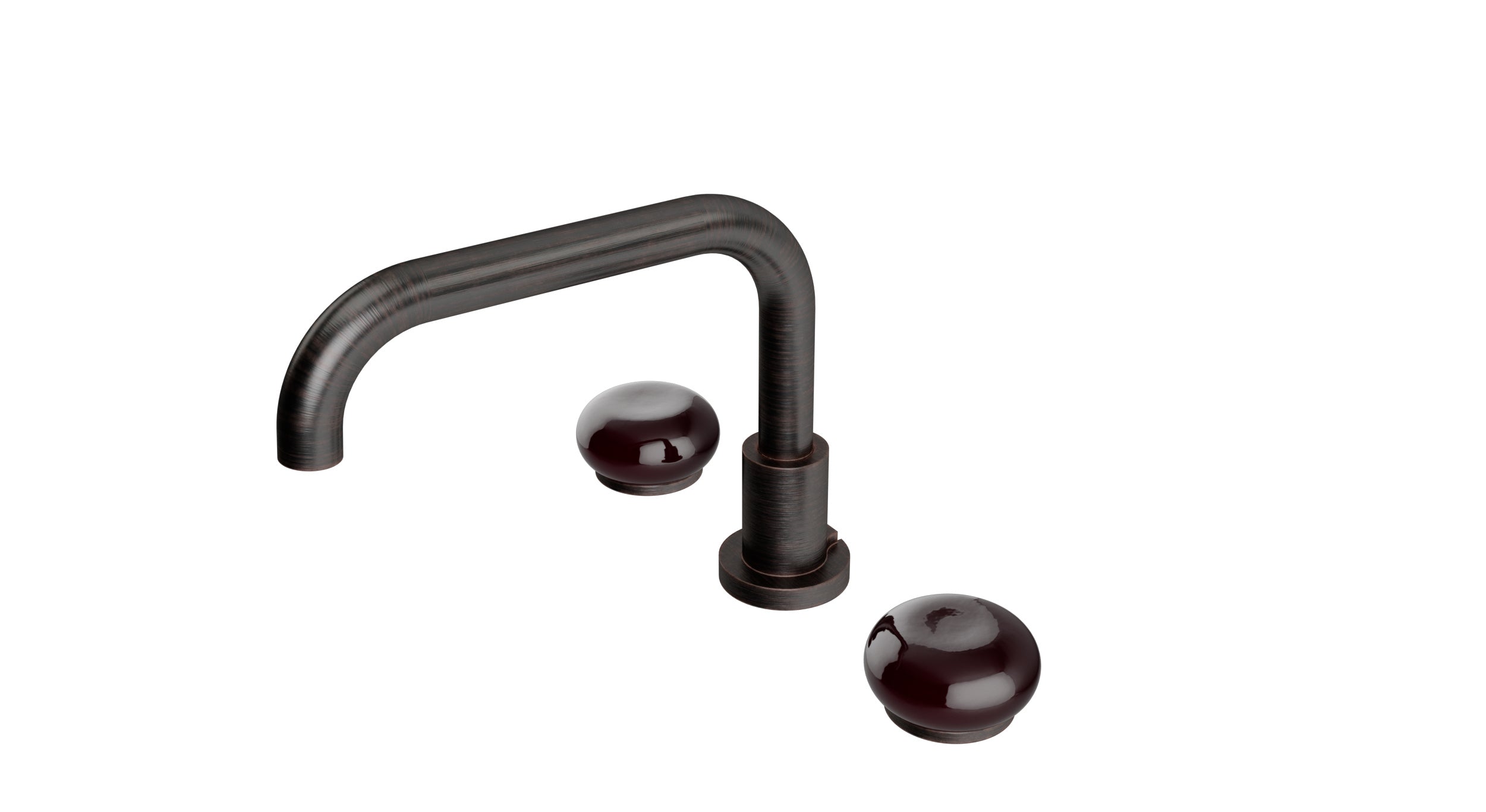 Foundry Two Handle Deck Mount Squaretop Bath Trim with Pebble Ceramic Knob Handles in Antique Bronze