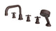 Emerson Three Handle Deck Mount Squaretop Bath Trim with Hand Shower and Classic Cross Handles in Architectural Copper
