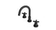 Flatiron Two Handle Deck Mount Short Gooseneck Lavatory Faucet with Linear Cross Handles in Matte Black