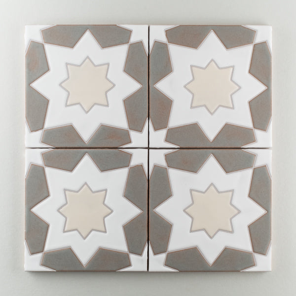 8x8 Handpainted Tile Isfahan in Neutral Motif