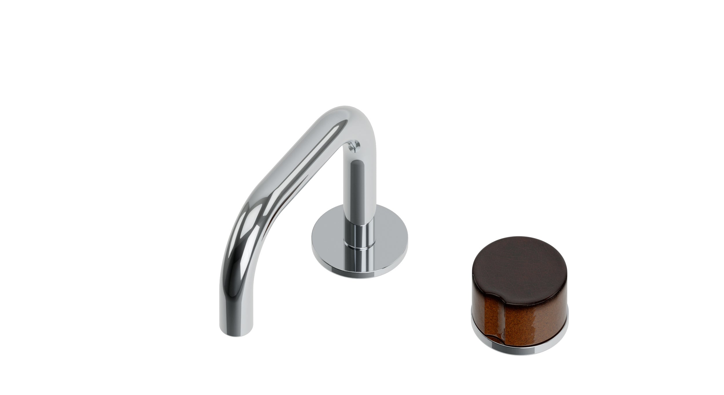 Foundry One Handle Deck Mount Squaretop Lavatory Faucet with Groove Ceramic Knob Handle in Polished Chrome