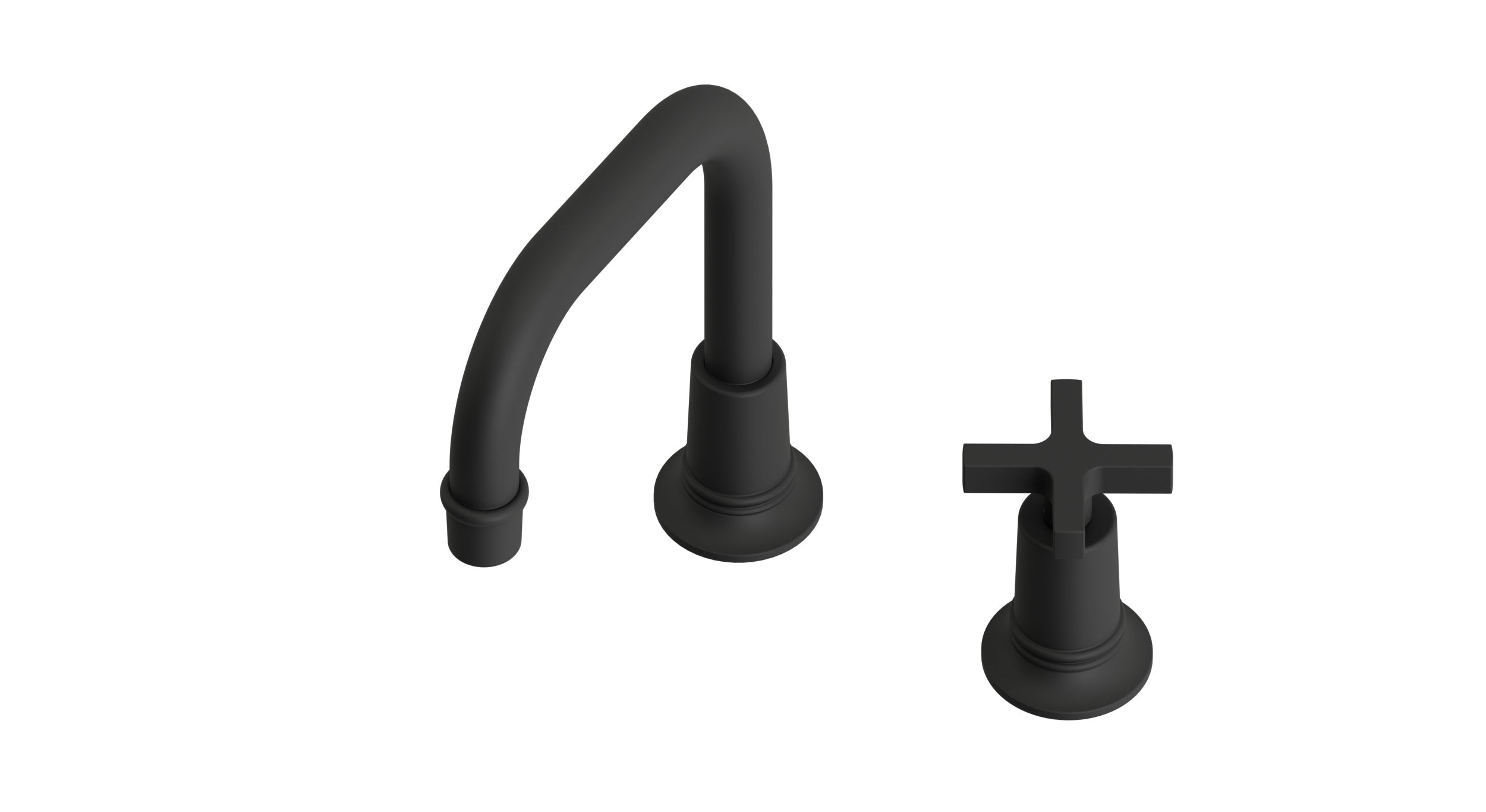 Emerson One Handle Deck Mount Squaretop Lavatory Faucet with Classic Cross Handle in Matte Black