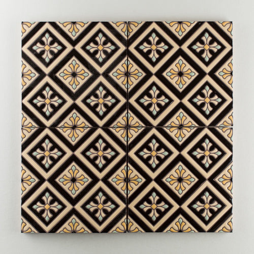 8x8 Handpainted Tile Murietta in Warm Motif