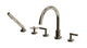 Contour Three Handle Deck Mount Gooseneck Bath Trim with Hand Shower and Soft Cross/Soft Lever Handles in Polished Nickel