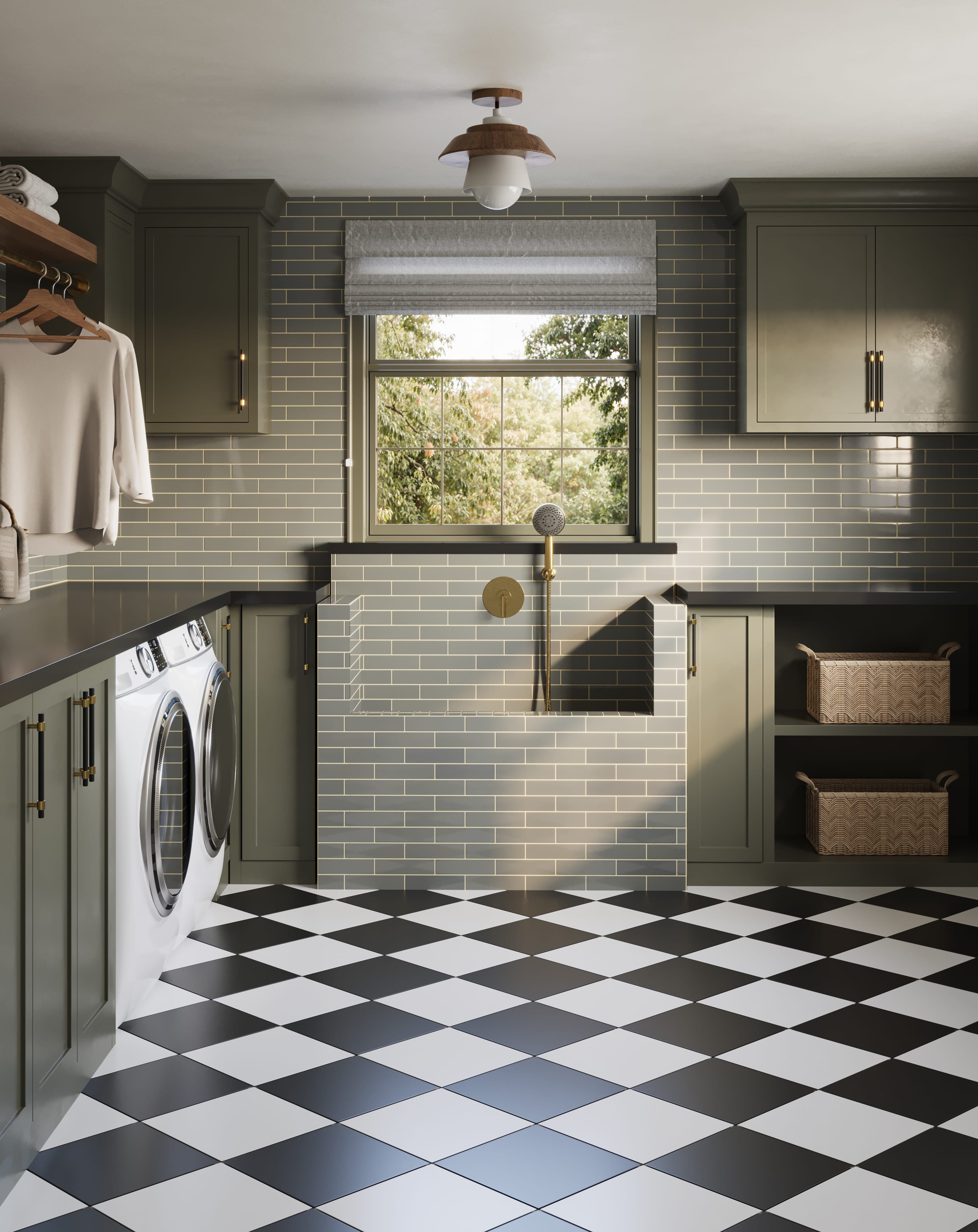 12x12 Natural Press Ceramic Tile in Salt Creek and Bone Black