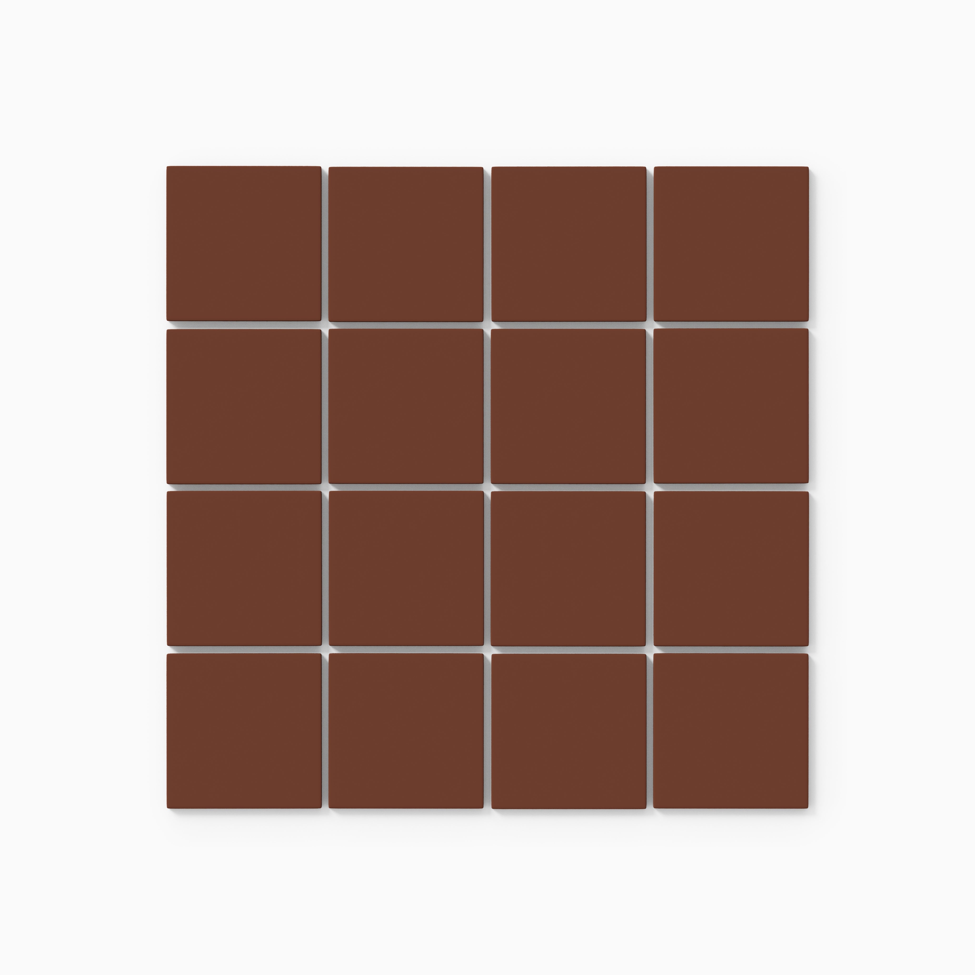 3x3 Straight Set Sheeted Natural Press Ceramic Mosaic Tile in Red Iron Oxide Matte