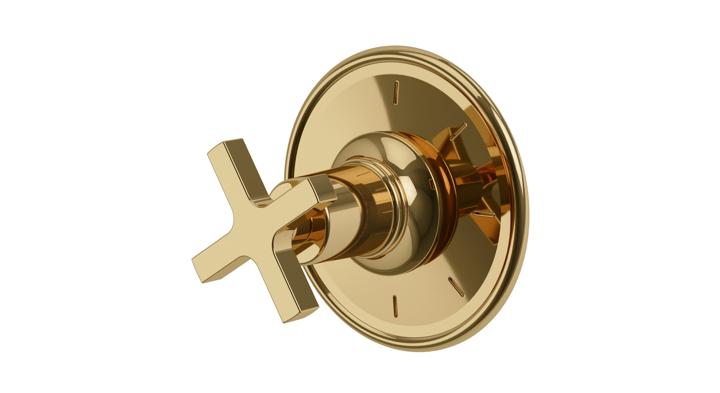 Emerson One Handle Wall Mount Shower Trim with Classic Cross Handle in Polished Brass