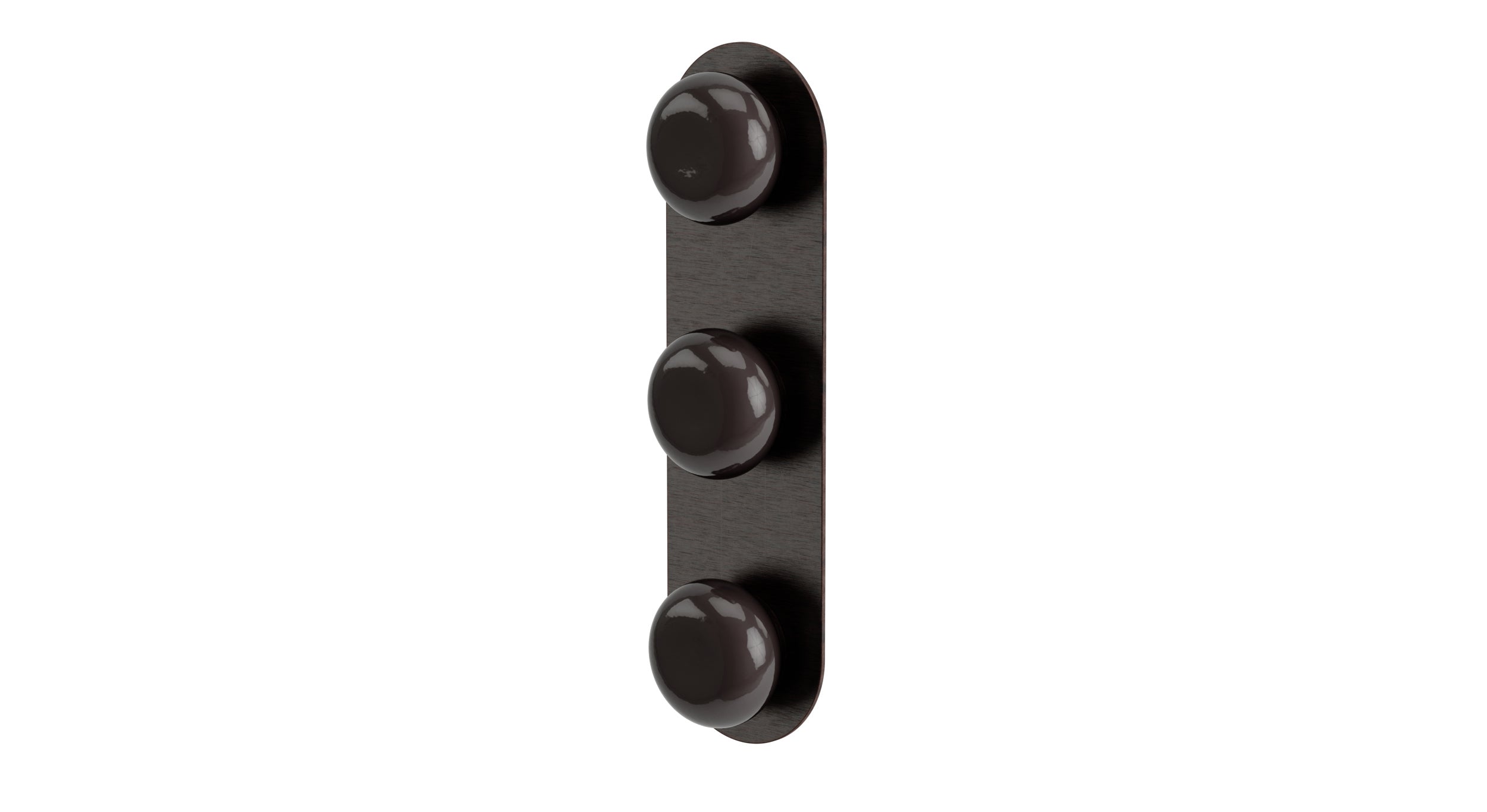 Foundry Three Handle Wall Mount Shower Trim with Pebble Ceramic Knob Handles in Antique Bronze