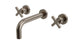 Flatiron Two Handle Wall Mount 7.5" Lavatory Faucet with Linear Cross Handles in Antique Nickel