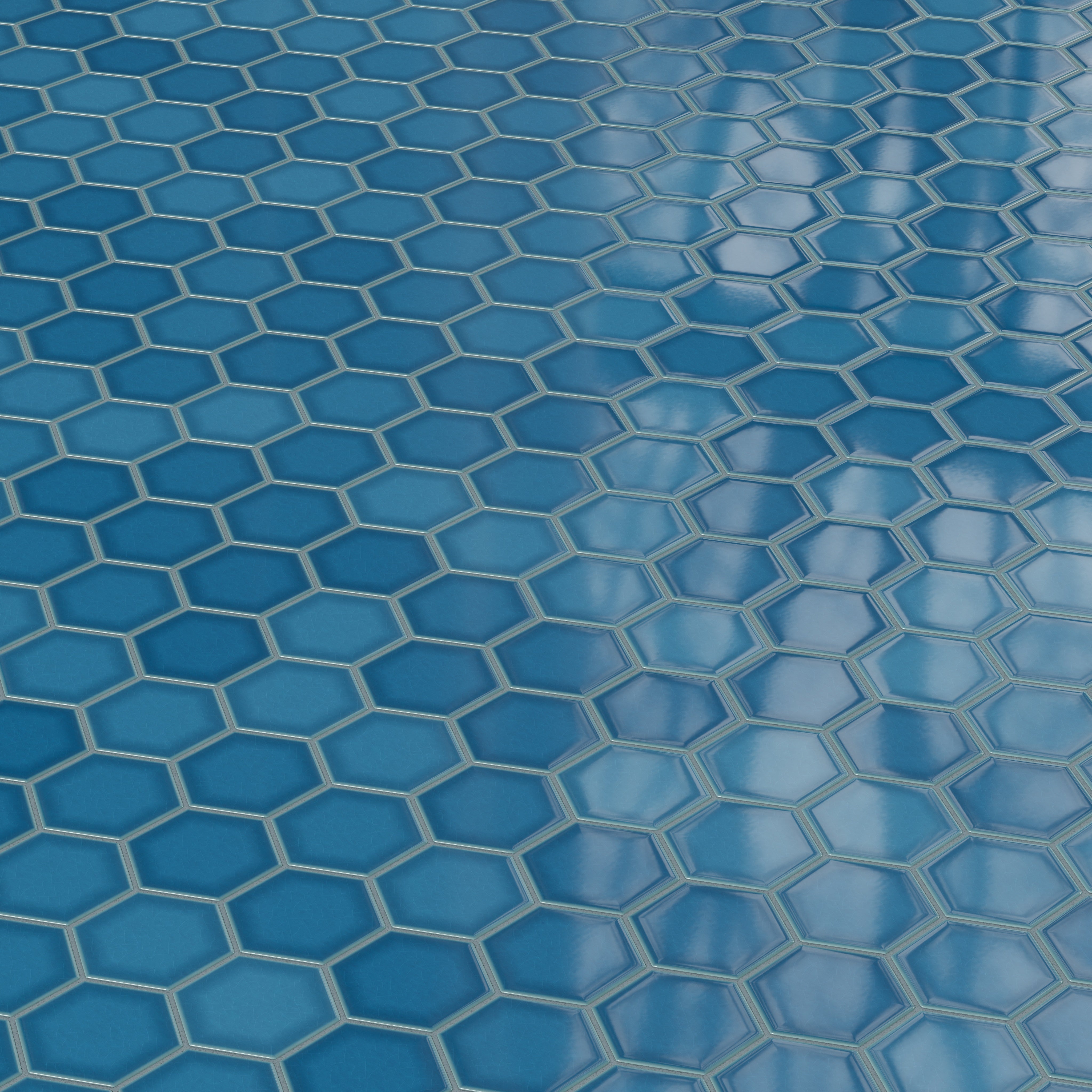 4" Hexagon Original Ceramic Tile in Adriatic Sea Gloss